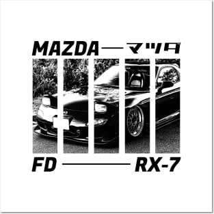 MAZDA RX-7 FD Black 'N White 3 Posters and Art